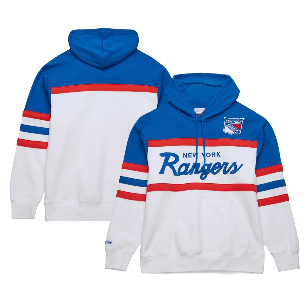 New York Rangers Mitchell & Ness Head Coach Pullover Hoodie White/Blue