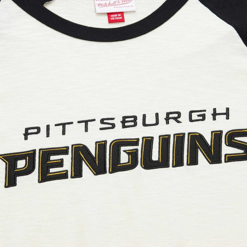 Pittsburgh Penguins Mitchell & Ness Legendary Slub Vintage Raglan Long Sleeve T-Shirt Cream