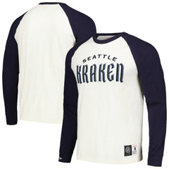Seattle Kraken Mitchell & Ness Legendary Slub Vintage Raglan Long Sleeve T-Shirt Cream