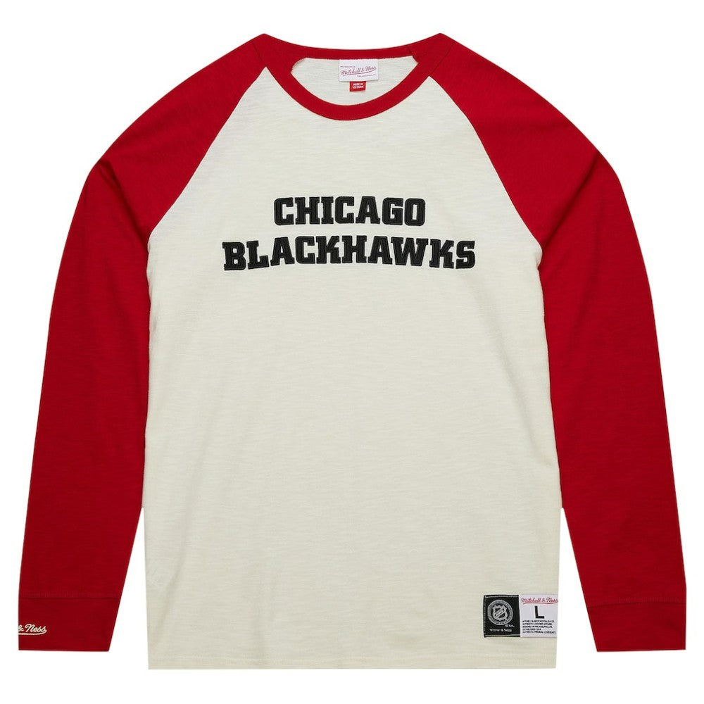 Chicago Blackhawks Mitchell & Ness Legendary Slub Vintage Raglan Long Sleeve T-Shirt Cream