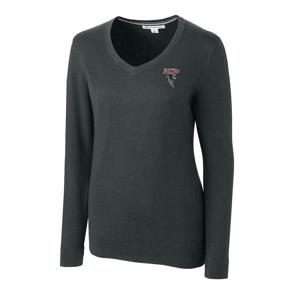 Atlanta Falcons Cutter & Buck Women's Throwback Logo Lakemont Tri-Blend V-Neck Pullover Sweater Heather Charcoal - NFL