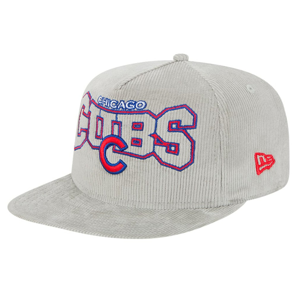 New Era Chicago Cubs Gray Corduroy Golfer Snapback Hat Lifestyle