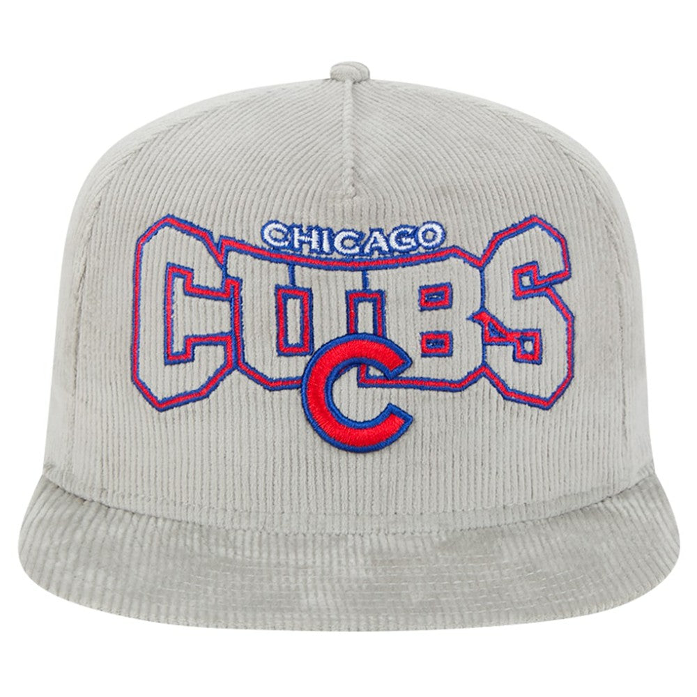 New Era Chicago Cubs Gray Corduroy Golfer Snapback Hat Lifestyle