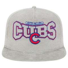 New Era Chicago Cubs Gray Corduroy Golfer Snapback Hat Lifestyle