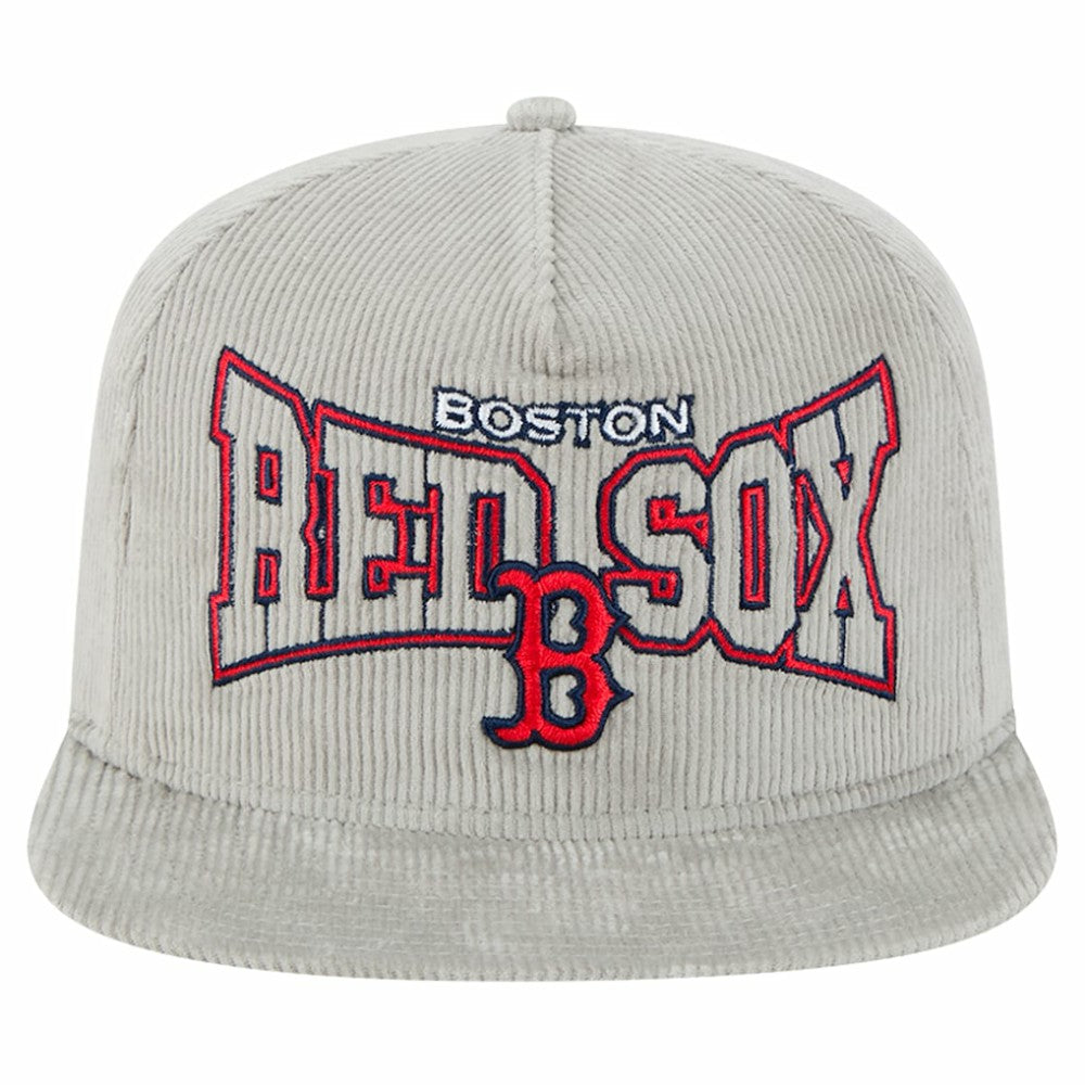 New Era Boston Red Sox Gray Corduroy Golfer Snapback Hat Lifestyle