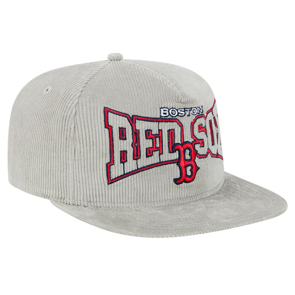 New Era Boston Red Sox Gray Corduroy Golfer Snapback Hat Lifestyle