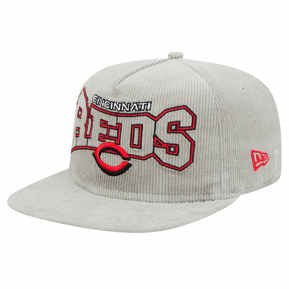 New Era Cincinnati Reds Gray Corduroy Golfer Snapback Hat for sale