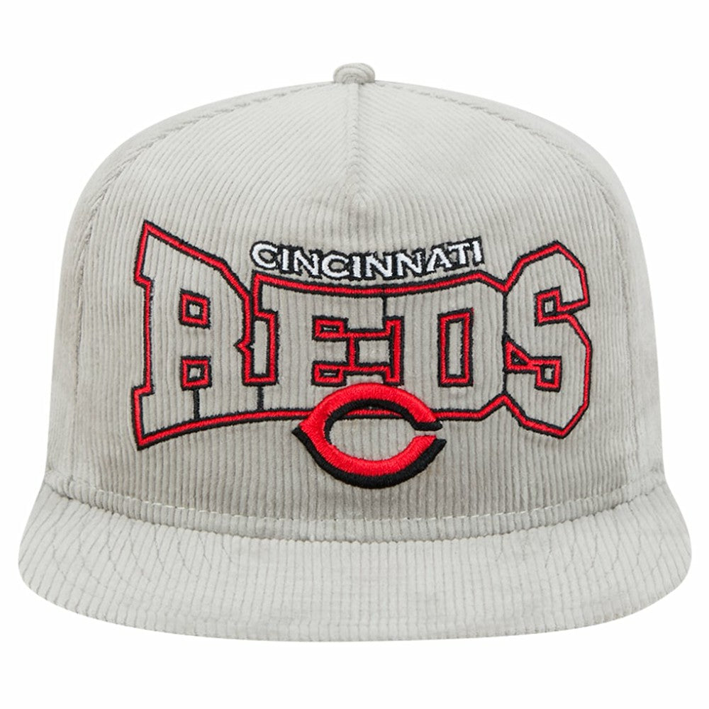 New Era Cincinnati Reds Gray Corduroy Golfer Snapback Hat for sale