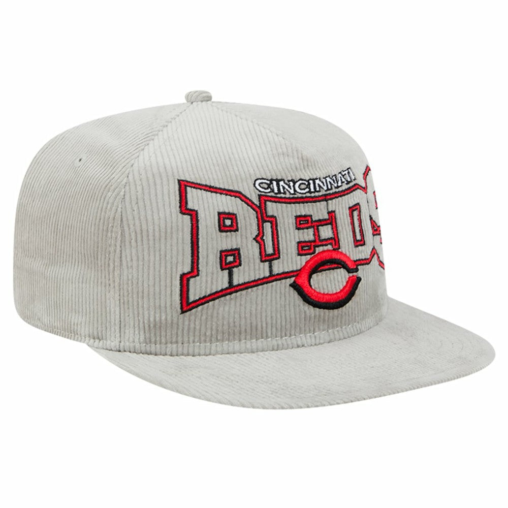New Era Cincinnati Reds Gray Corduroy Golfer Snapback Hat for sale