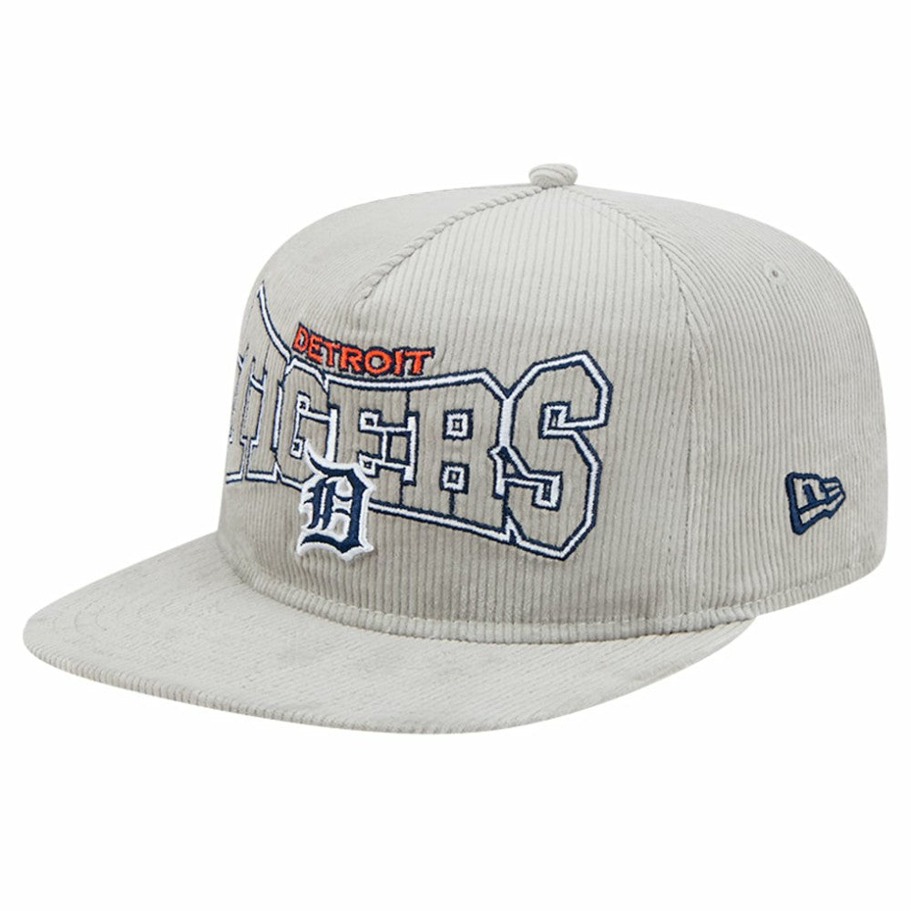 New Era Detroit Tigers Gray Corduroy Golfer Snapback Hat Lifestyle