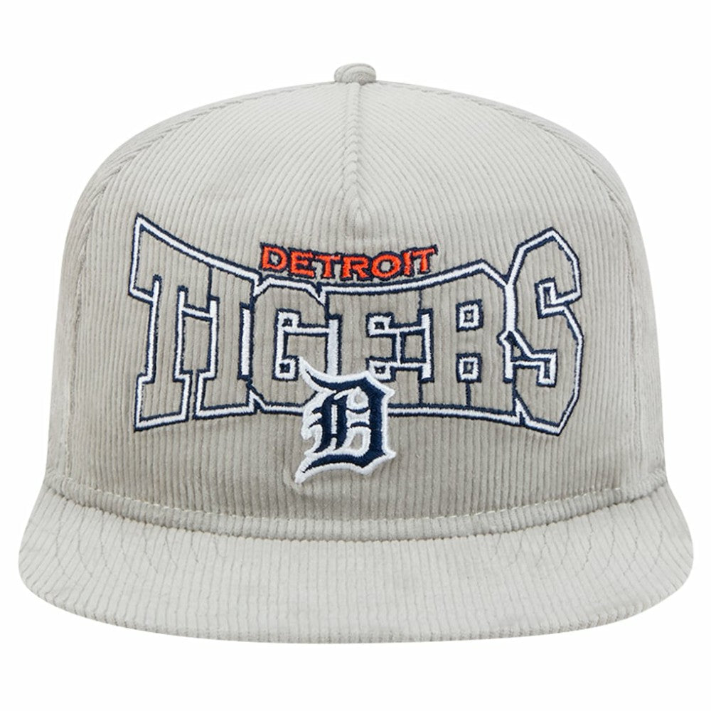 New Era Detroit Tigers Gray Corduroy Golfer Snapback Hat Lifestyle