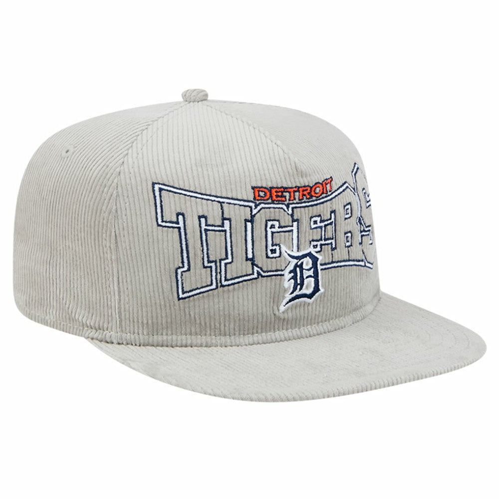 New Era Detroit Tigers Gray Corduroy Golfer Snapback Hat Lifestyle