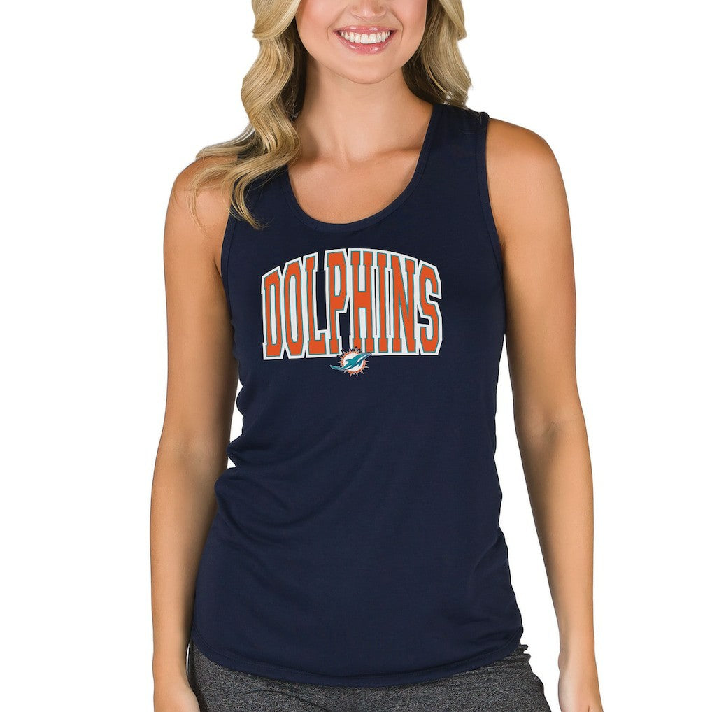 Miami Dolphins Concepts Sport Women's Marathon Racer Back Tank Top Navy - NFL