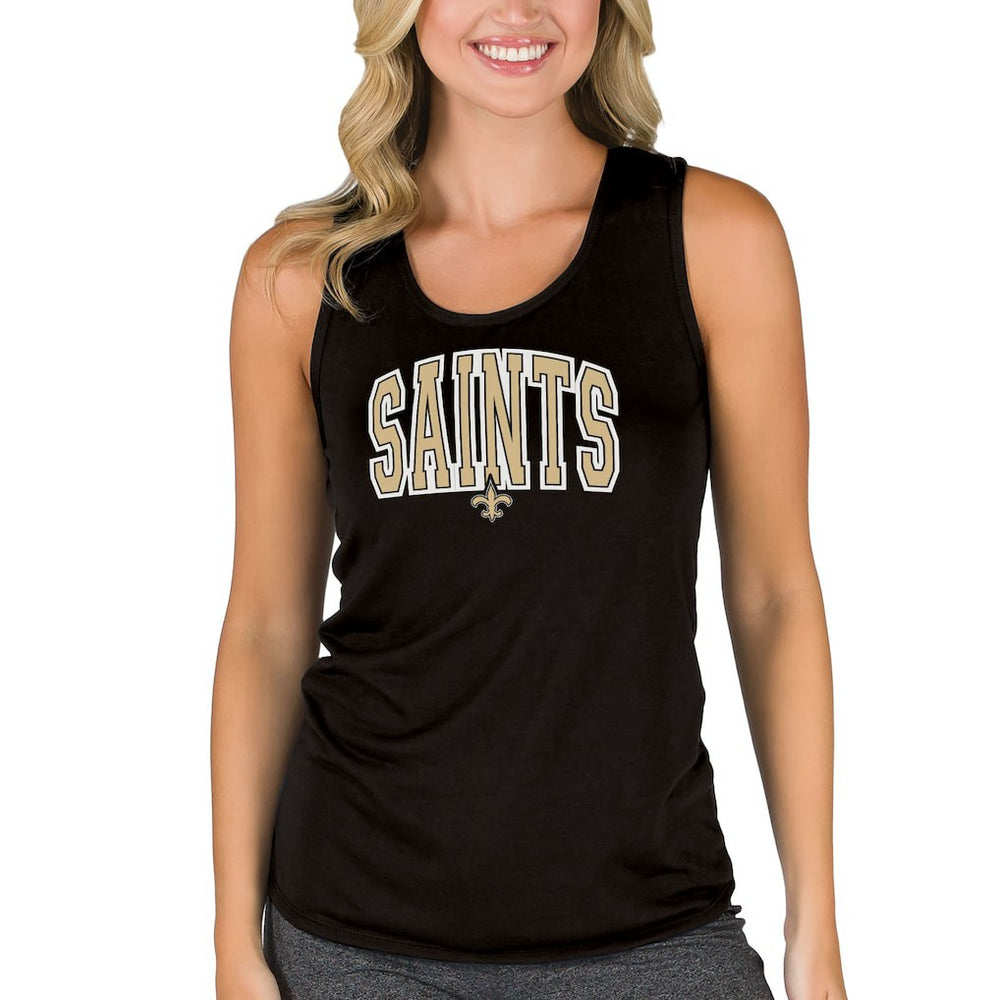 New Orleans Saints Concepts Sport Women's Marathon Racer Back Tank Top Black - NFL