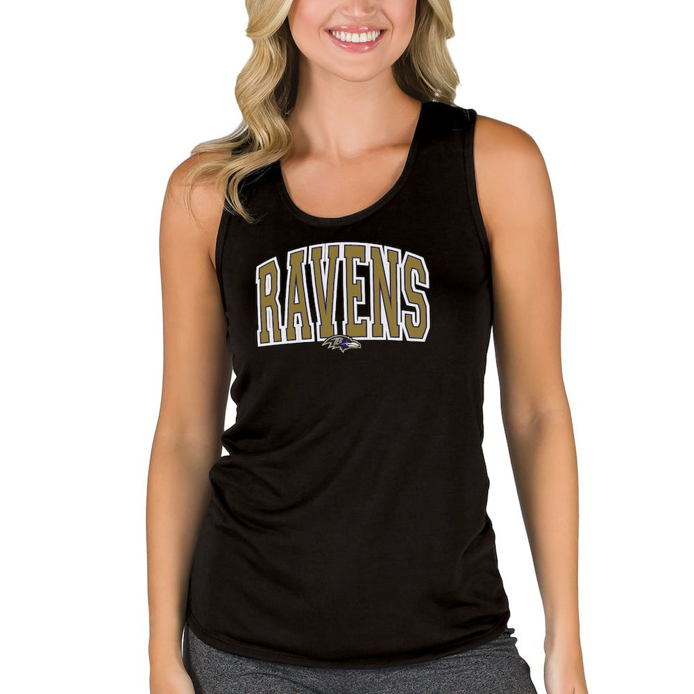 Baltimore Ravens Concepts Sport Women's Marathon Racer Back Tank Top Black - NFL