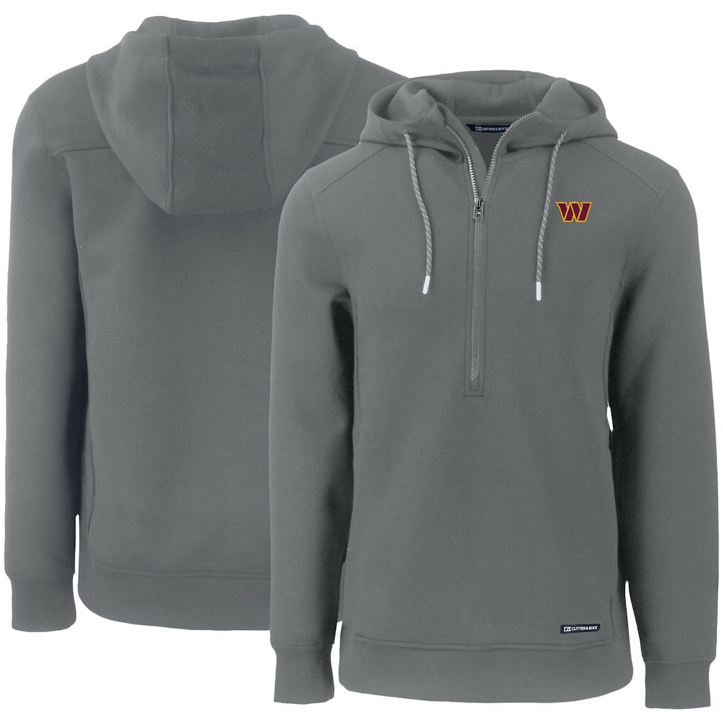 Washington Commanders Cutter & Buck Primary Mark Roam Eco Recycled Half-Zip Pullover Hoodie Gray - NFL