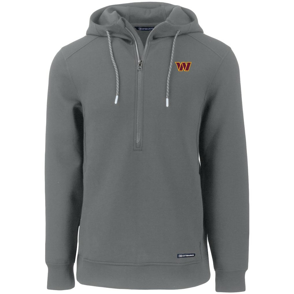 Washington Commanders Cutter & Buck Primary Mark Roam Eco Recycled Half-Zip Pullover Hoodie Gray - NFL