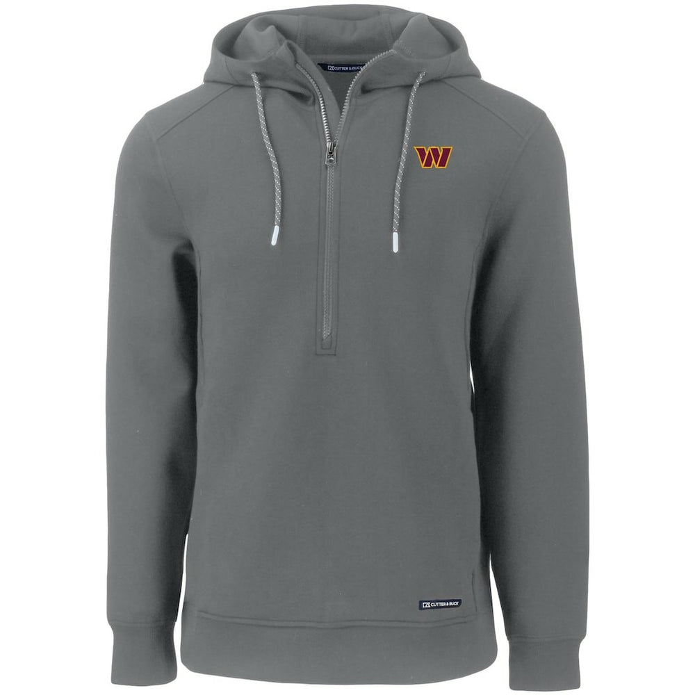 Washington Commanders Cutter & Buck Primary Mark Roam Eco Recycled Half-Zip Pullover Hoodie Gray - NFL