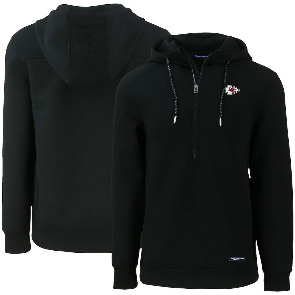 Kansas City Chiefs Cutter & Buck Primary Mark Roam Eco Recycled Half-Zip Pullover Hoodie Black - NFL