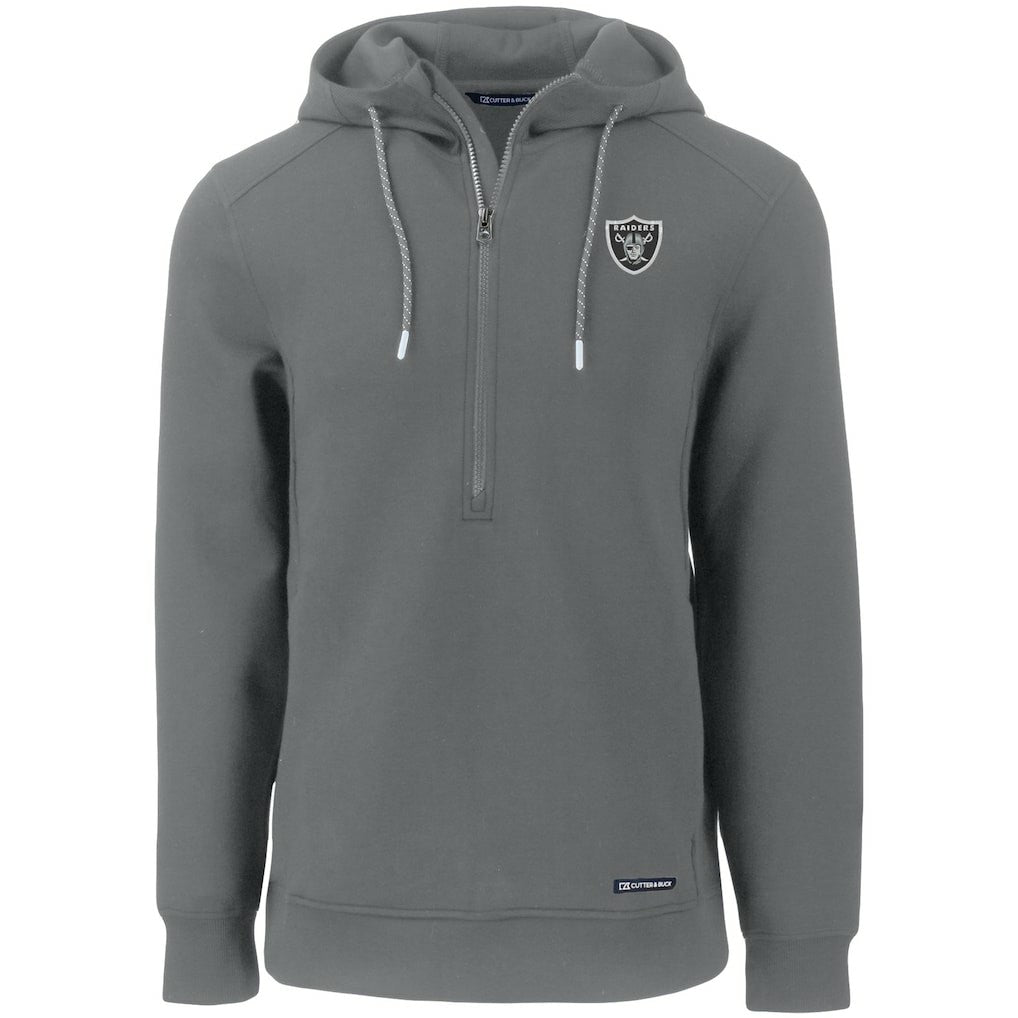 Las Vegas Raiders Cutter & Buck Primary Mark Roam Eco Recycled Half-Zip Pullover Hoodie Gray - NFL