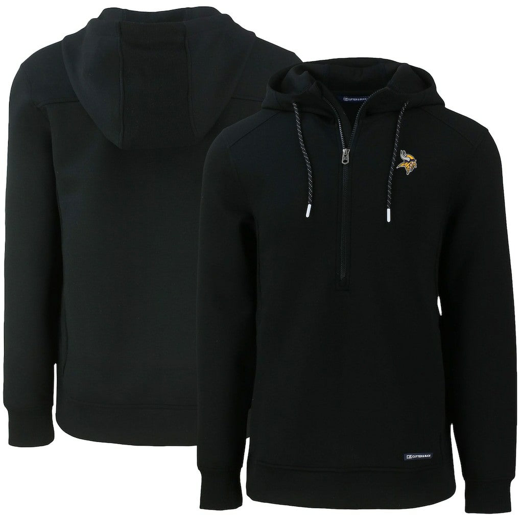 Minnesota Vikings Cutter & Buck Primary Mark Roam Eco Recycled Half-Zip Pullover Hoodie Black - NFL