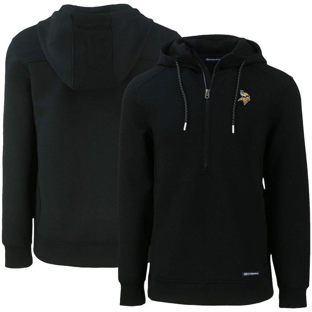 Minnesota Vikings Cutter & Buck Primary Mark Roam Eco Recycled Half-Zip Pullover Hoodie Black - NFL