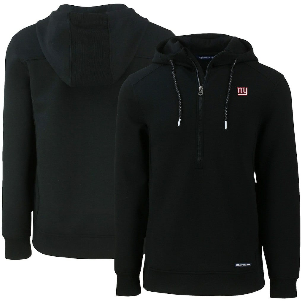 New York Giants Cutter & Buck Primary Mark Roam Eco Recycled Half-Zip Pullover Hoodie Black - NFL