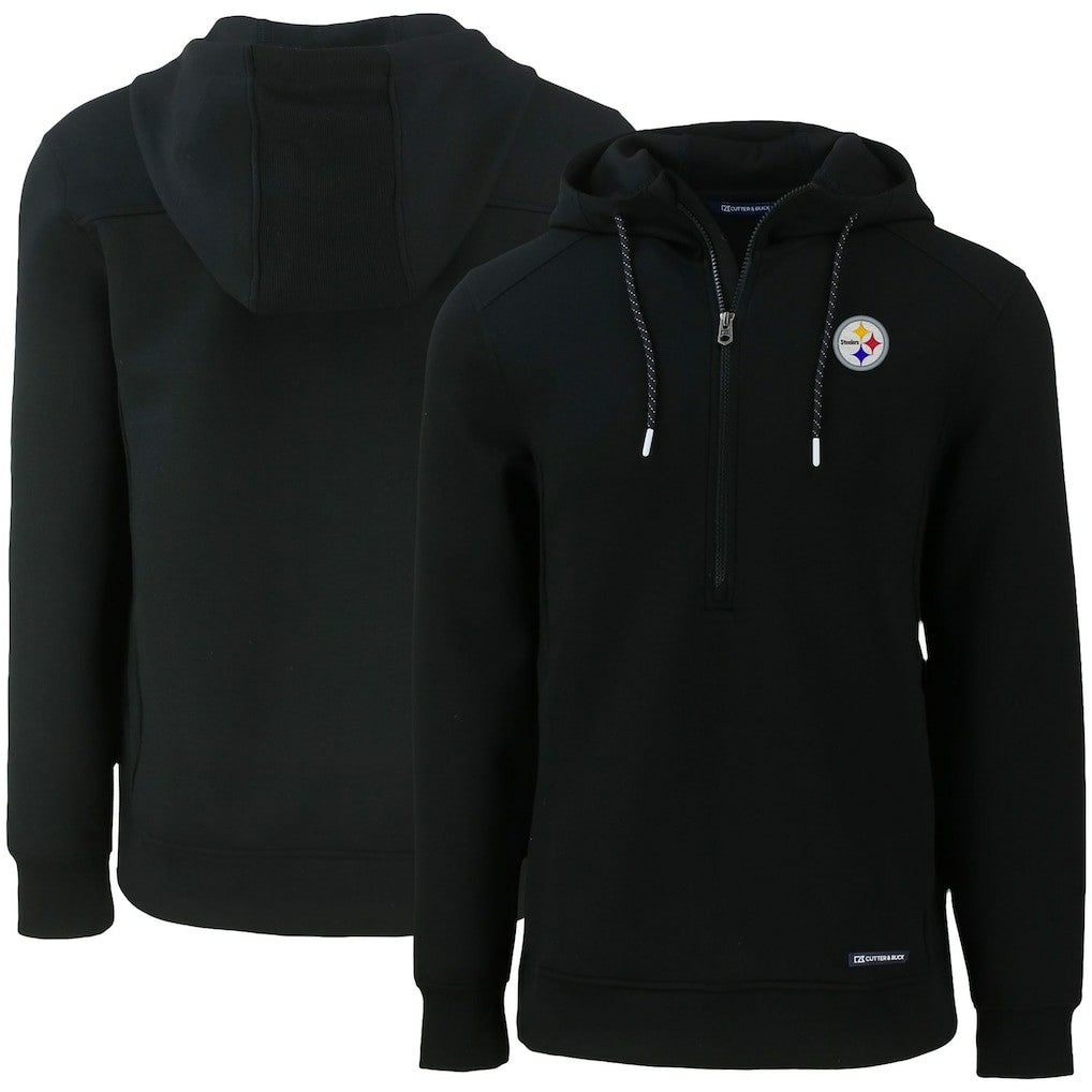 Pittsburgh Steelers Cutter & Buck Primary Mark Roam Eco Recycled Half-Zip Pullover Hoodie Black - NFL