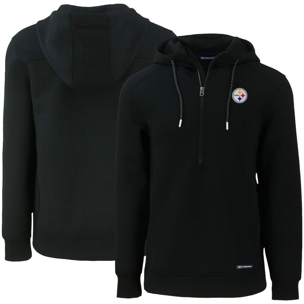 Pittsburgh Steelers Cutter & Buck Primary Mark Roam Eco Recycled Half-Zip Pullover Hoodie Black - NFL