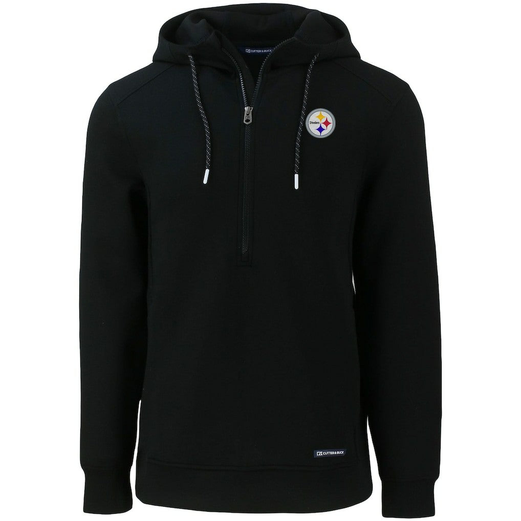 Pittsburgh Steelers Cutter & Buck Primary Mark Roam Eco Recycled Half-Zip Pullover Hoodie Black - NFL