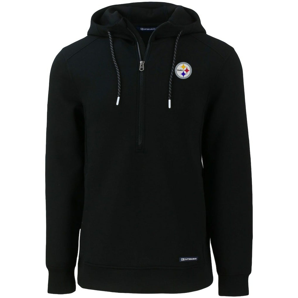 Pittsburgh Steelers Cutter & Buck Primary Mark Roam Eco Recycled Half-Zip Pullover Hoodie Black - NFL