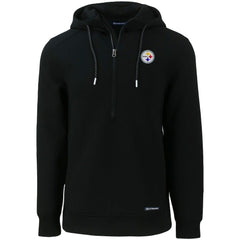 Pittsburgh Steelers Cutter & Buck Primary Mark Roam Eco Recycled Half-Zip Pullover Hoodie Black - NFL