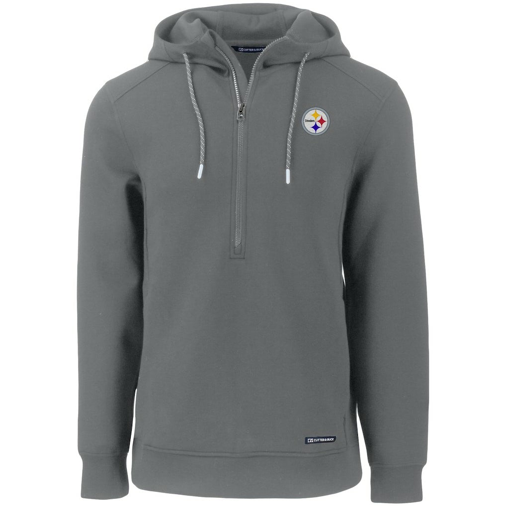 Pittsburgh Steelers Cutter & Buck Primary Mark Roam Eco Recycled Half-Zip Pullover Hoodie Gray - NFL