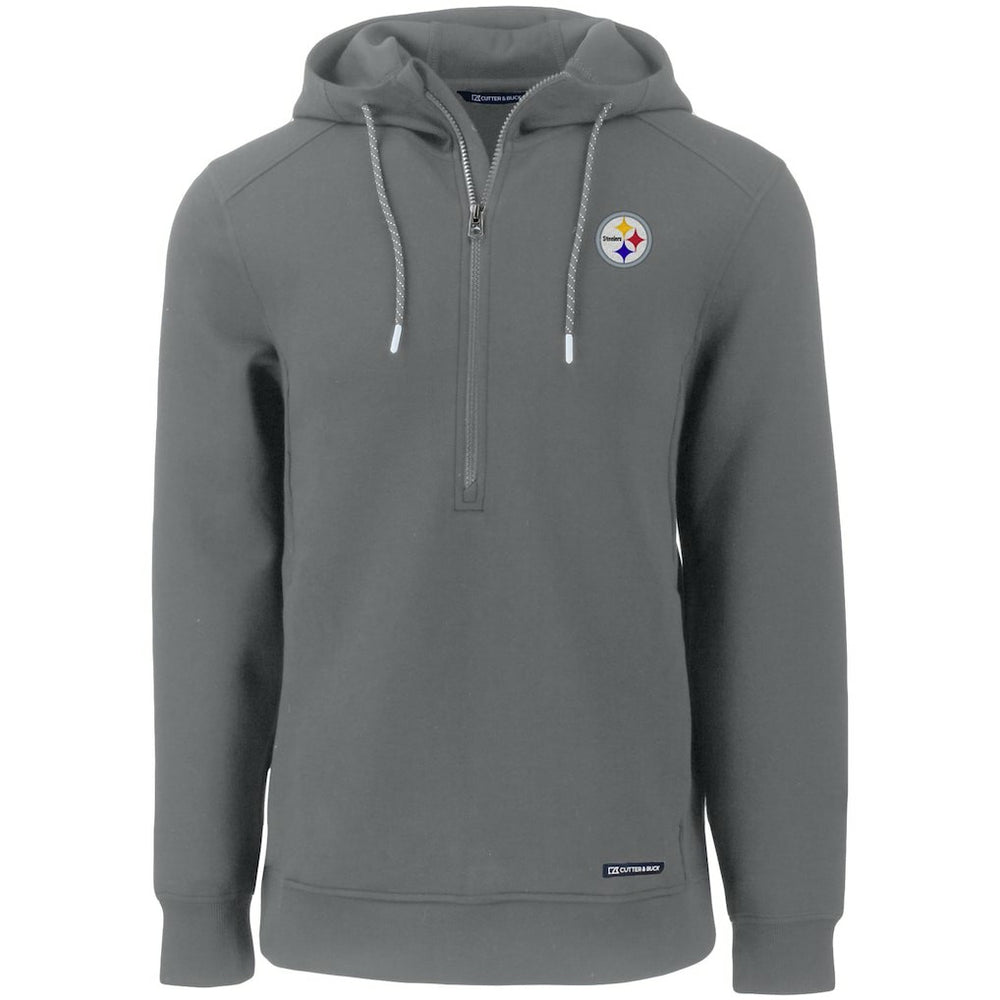 Pittsburgh Steelers Cutter & Buck Primary Mark Roam Eco Recycled Half-Zip Pullover Hoodie Gray - NFL
