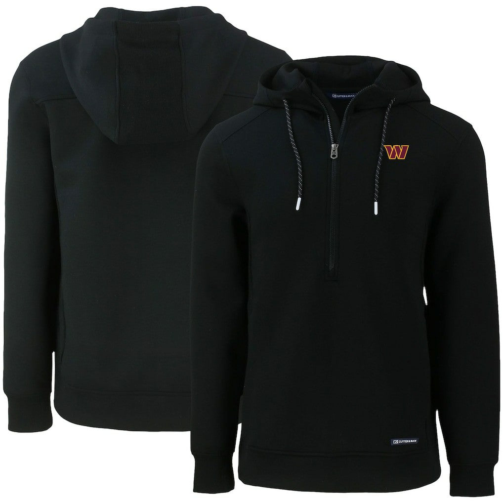 Washington Commanders Cutter & Buck Primary Mark Roam Eco Recycled Half-Zip Pullover Hoodie Black - NFL