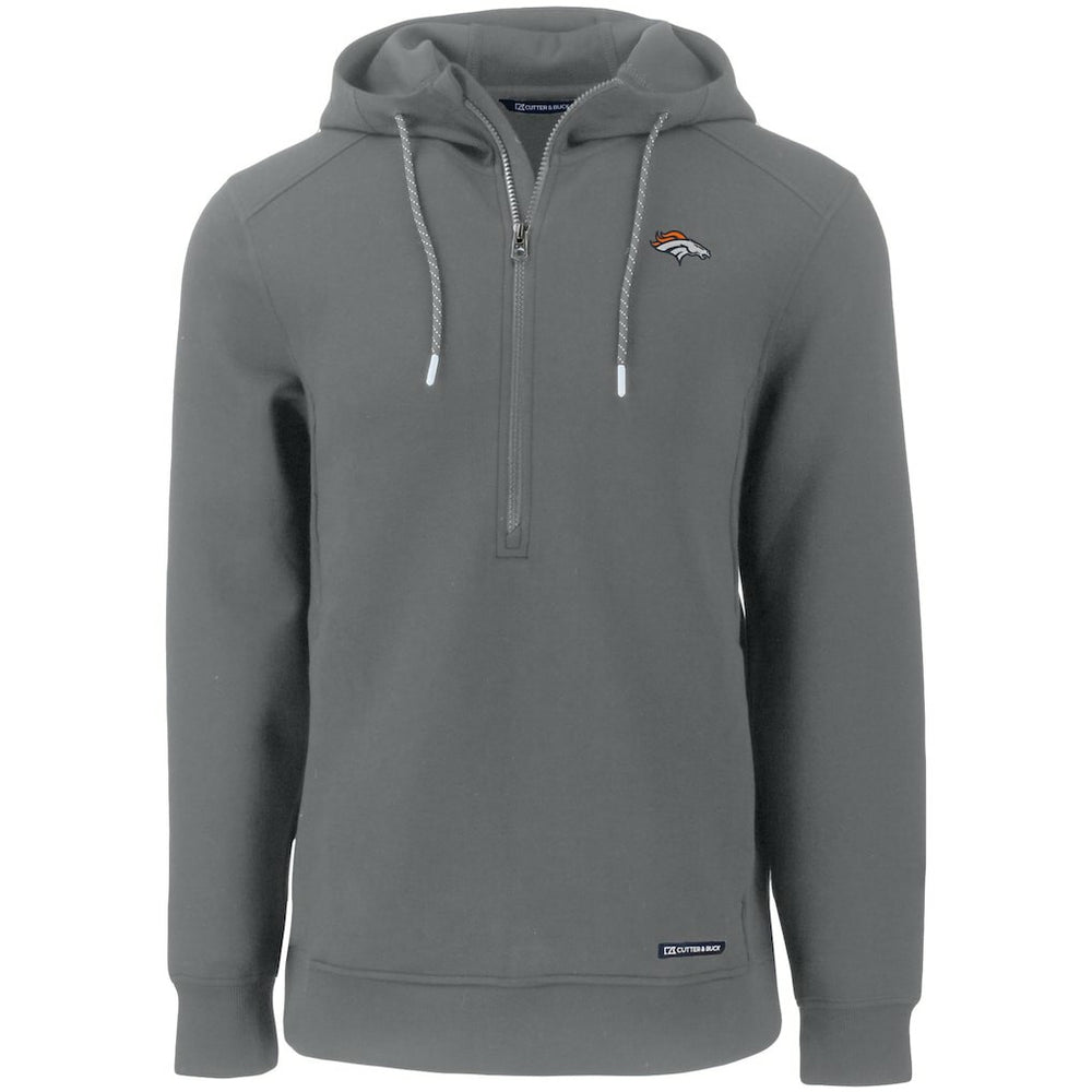 Denver Broncos Cutter & Buck Primary Mark Roam Eco Recycled Half-Zip Pullover Hoodie Gray - NFL