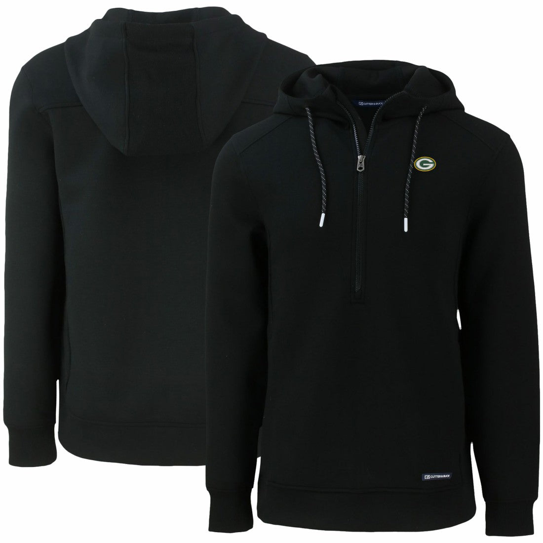 Green Bay Packers Cutter & Buck Primary Mark Roam Eco Recycled Half-Zip Pullover Hoodie Black - NFL