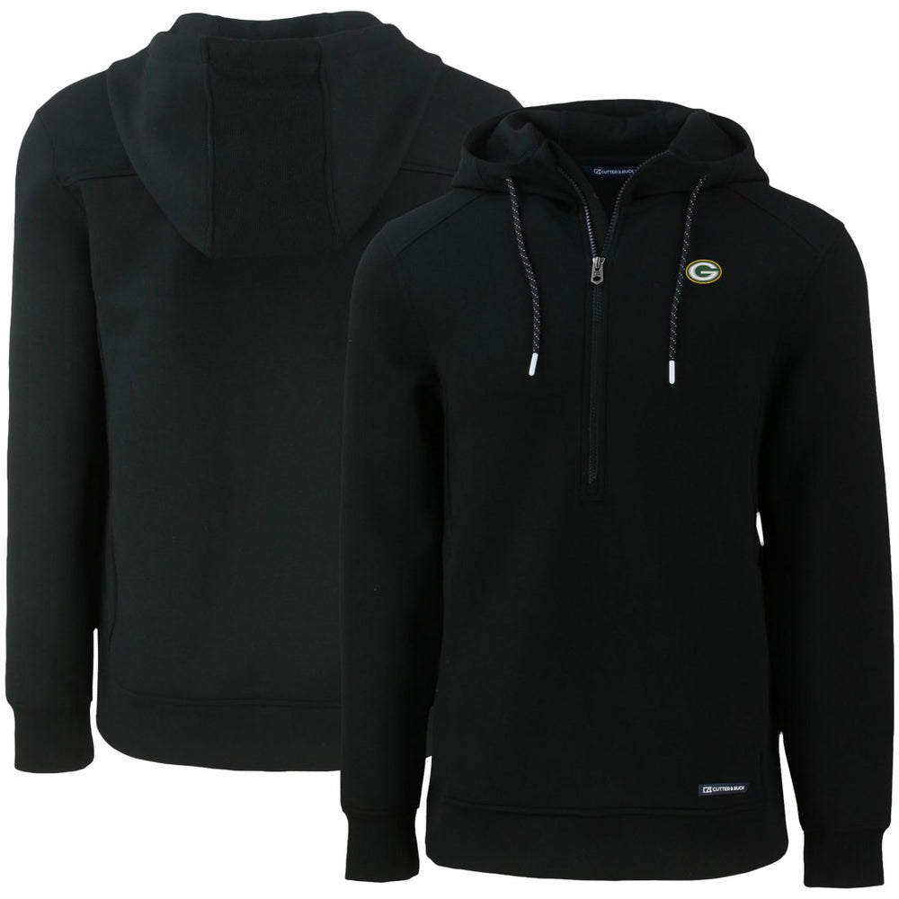 Green Bay Packers Cutter & Buck Primary Mark Roam Eco Recycled Half-Zip Pullover Hoodie Black - NFL