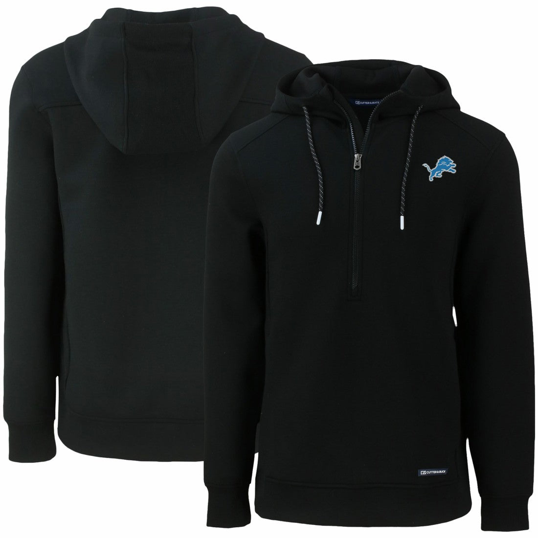 Detroit Lions Cutter & Buck Primary Mark Roam Eco Recycled Half-Zip Pullover Hoodie Black - NFL
