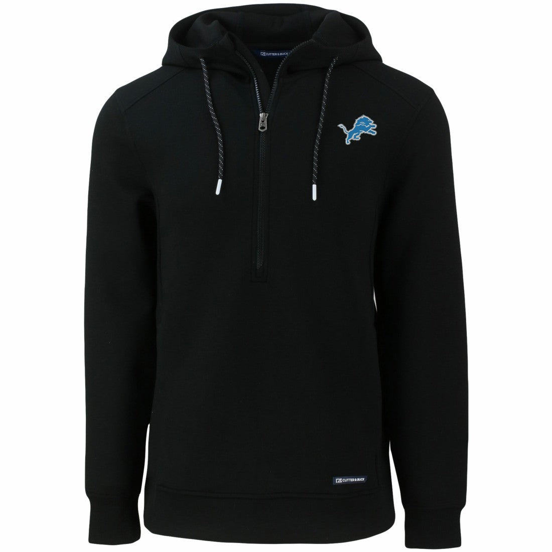 Detroit Lions Cutter & Buck Primary Mark Roam Eco Recycled Half-Zip Pullover Hoodie Black - NFL