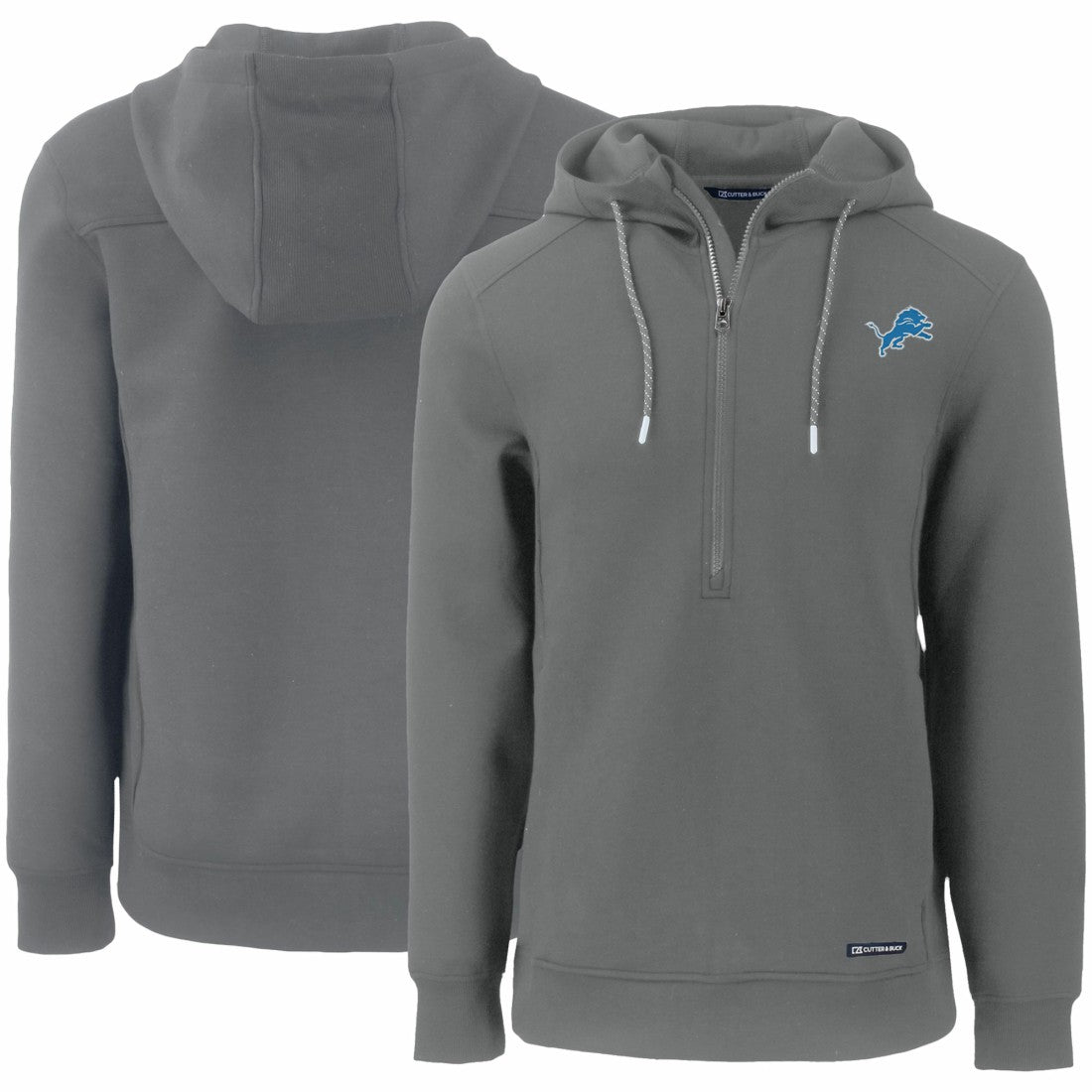 Detroit Lions Cutter & Buck Primary Mark Roam Eco Recycled Half-Zip Pullover Hoodie Gray - NFL