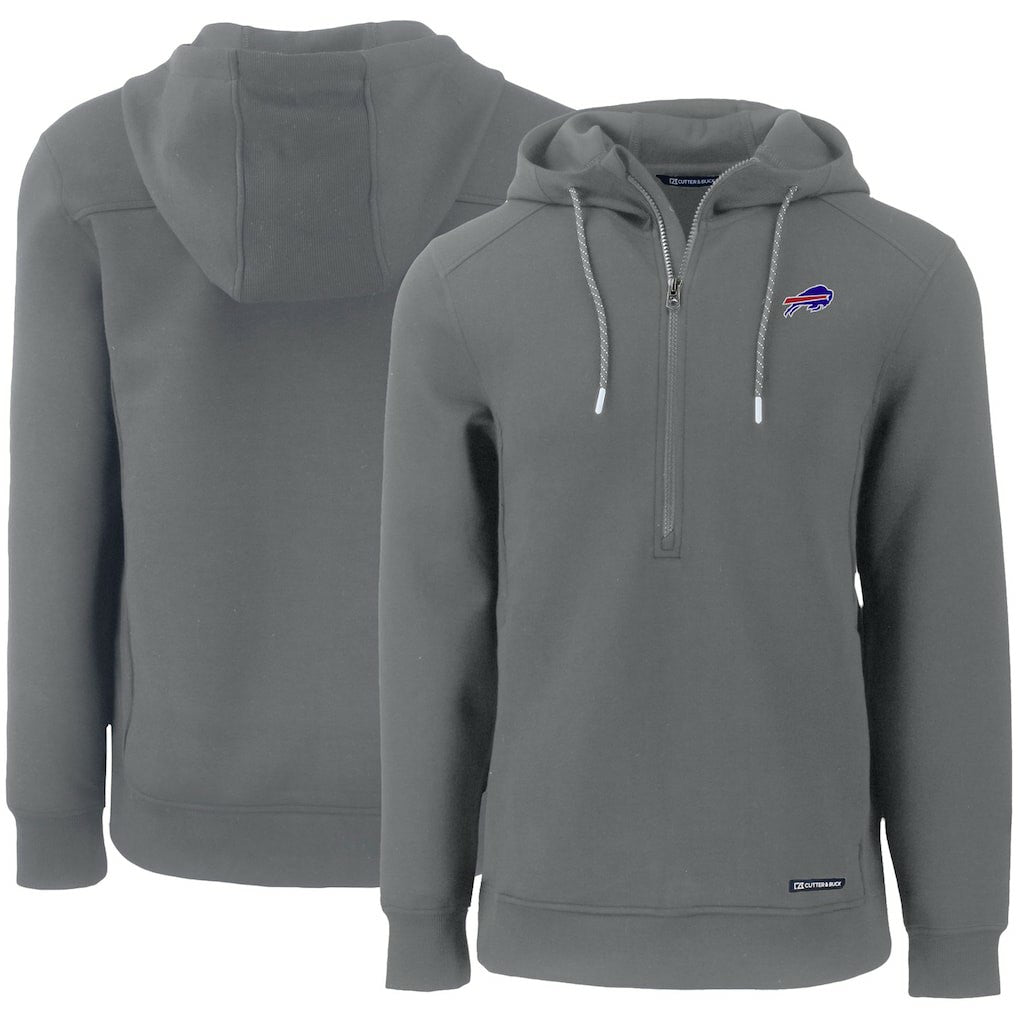 Buffalo Bills Cutter & Buck Primary Mark Roam Eco Recycled Half-Zip Pullover Hoodie Gray - NFL