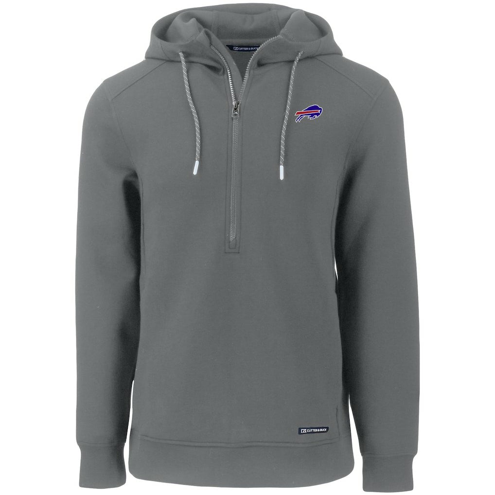 Buffalo Bills Cutter & Buck Primary Mark Roam Eco Recycled Half-Zip Pullover Hoodie Gray - NFL