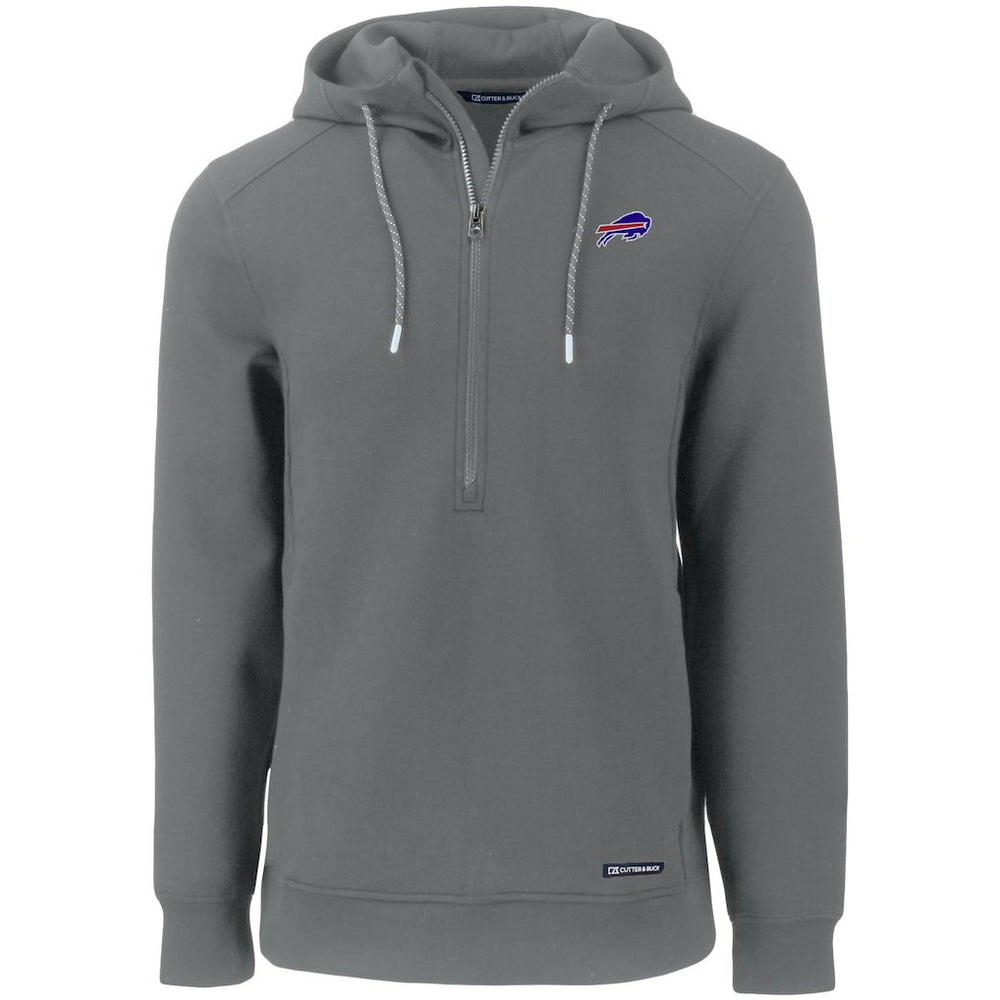 Buffalo Bills Cutter & Buck Primary Mark Roam Eco Recycled Half-Zip Pullover Hoodie Gray - NFL