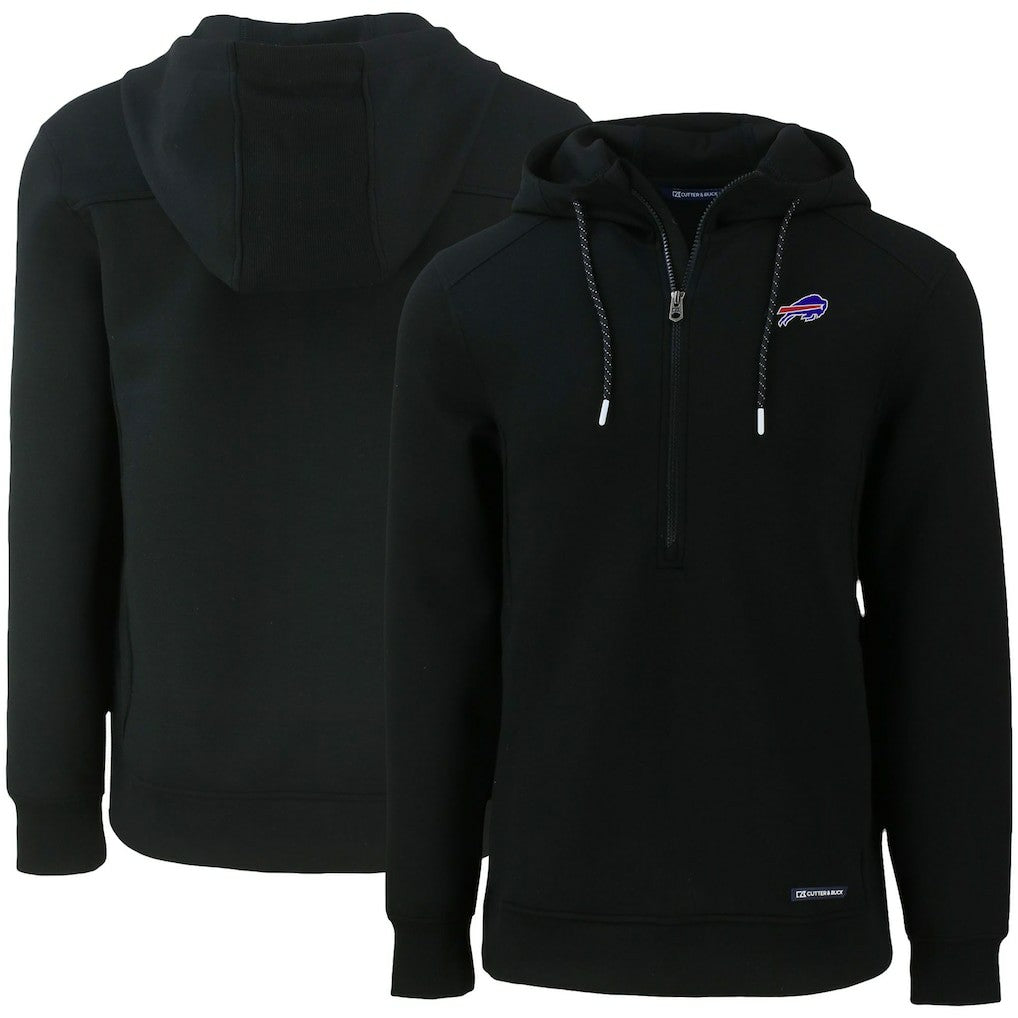 Buffalo Bills Cutter & Buck Primary Mark Roam Eco Recycled Half-Zip Pullover Hoodie Black - NFL