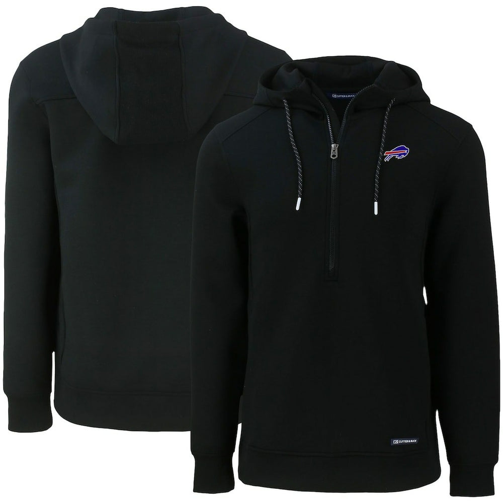 Buffalo Bills Cutter & Buck Primary Mark Roam Eco Recycled Half-Zip Pullover Hoodie Black - NFL