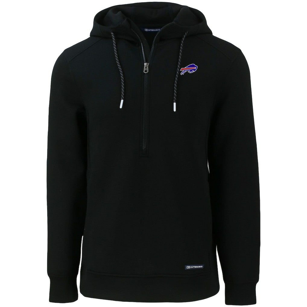Buffalo Bills Cutter & Buck Primary Mark Roam Eco Recycled Half-Zip Pullover Hoodie Black - NFL