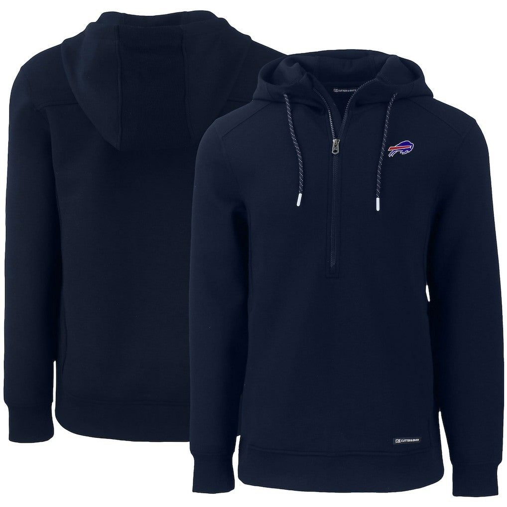 Buffalo Bills Cutter & Buck Primary Mark Roam Eco Recycled Half-Zip Pullover Hoodie Navy - NFL