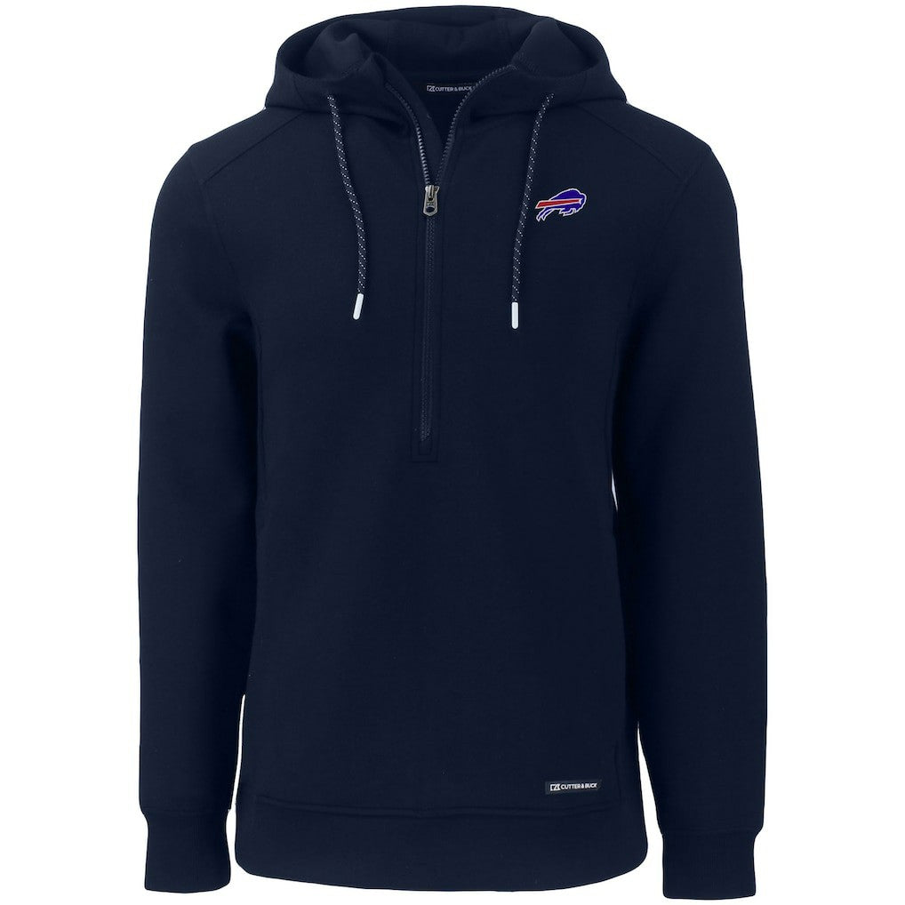 Buffalo Bills Cutter & Buck Primary Mark Roam Eco Recycled Half-Zip Pullover Hoodie Navy - NFL