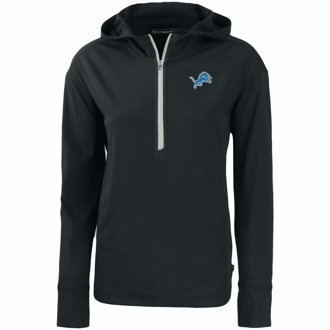 Detroit Lions Cutter & Buck Women's Primary Mark Daybreak Eco Recycled Half-Zip Hoodie Black - NFL
